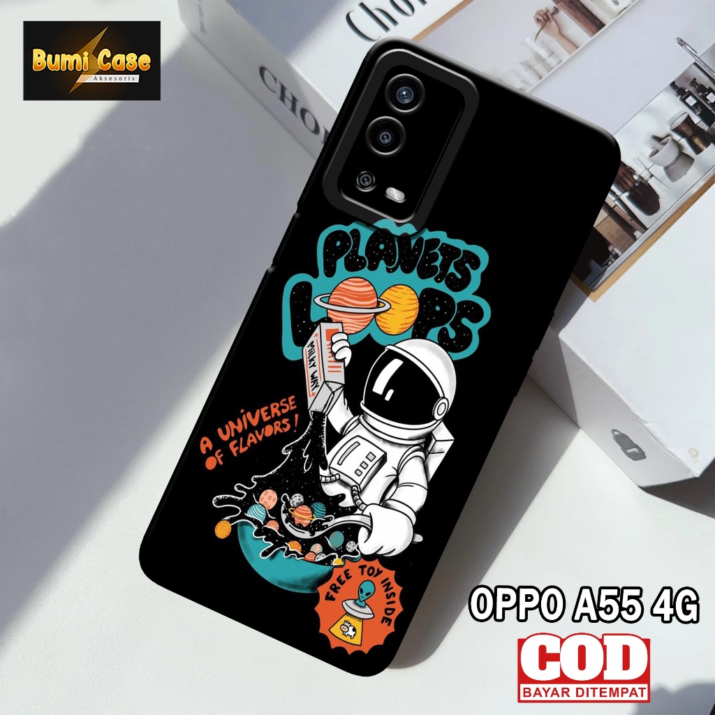 Bumi Case Oppo A55 4G - Fashion Case Astronot - Softcase Pro Camera Oppo A55 4G - Casing Hp Oppo A55