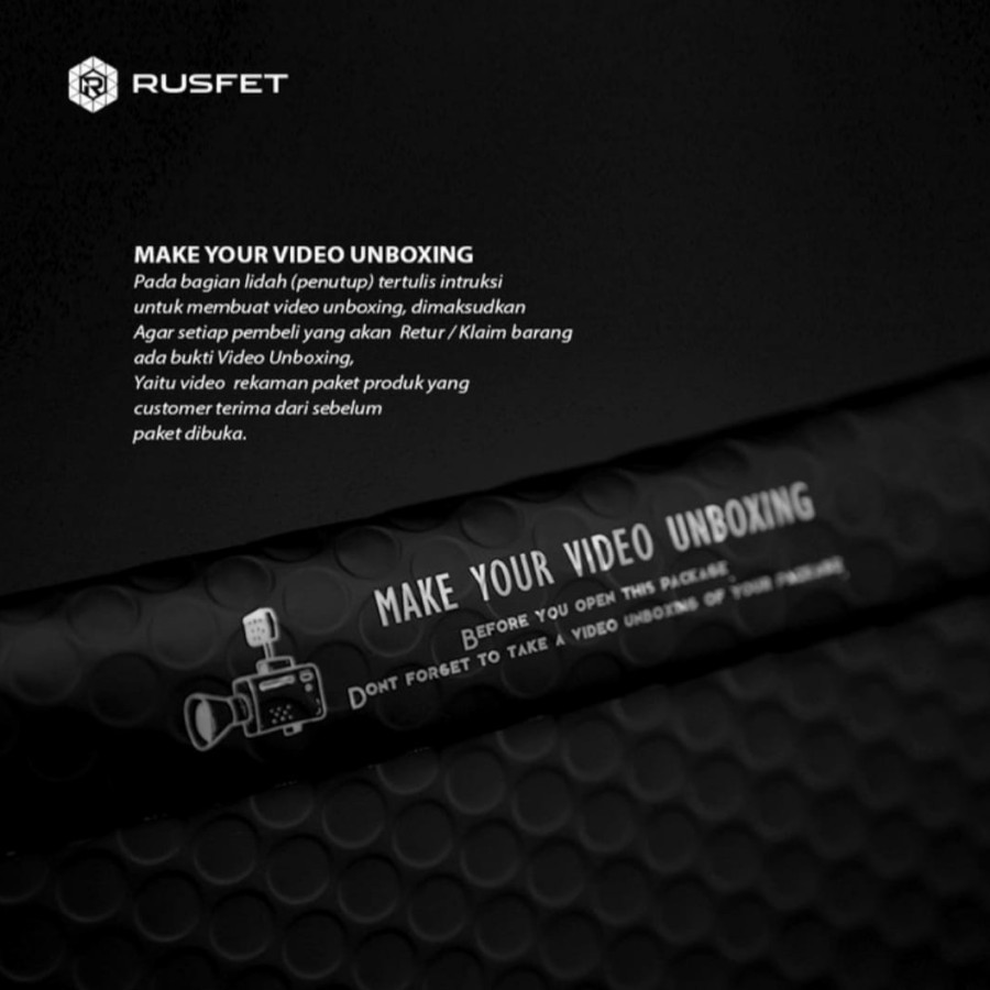 

RK AMPLOP BUBBLE MAILER WRAP ENVELOPE RUSFET BLACK PREMIUM PER DUS