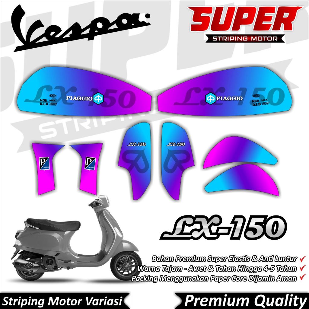 Stiker Striping Vespa Matic - Stripig Vespa LX-150 Variasi Gradasi