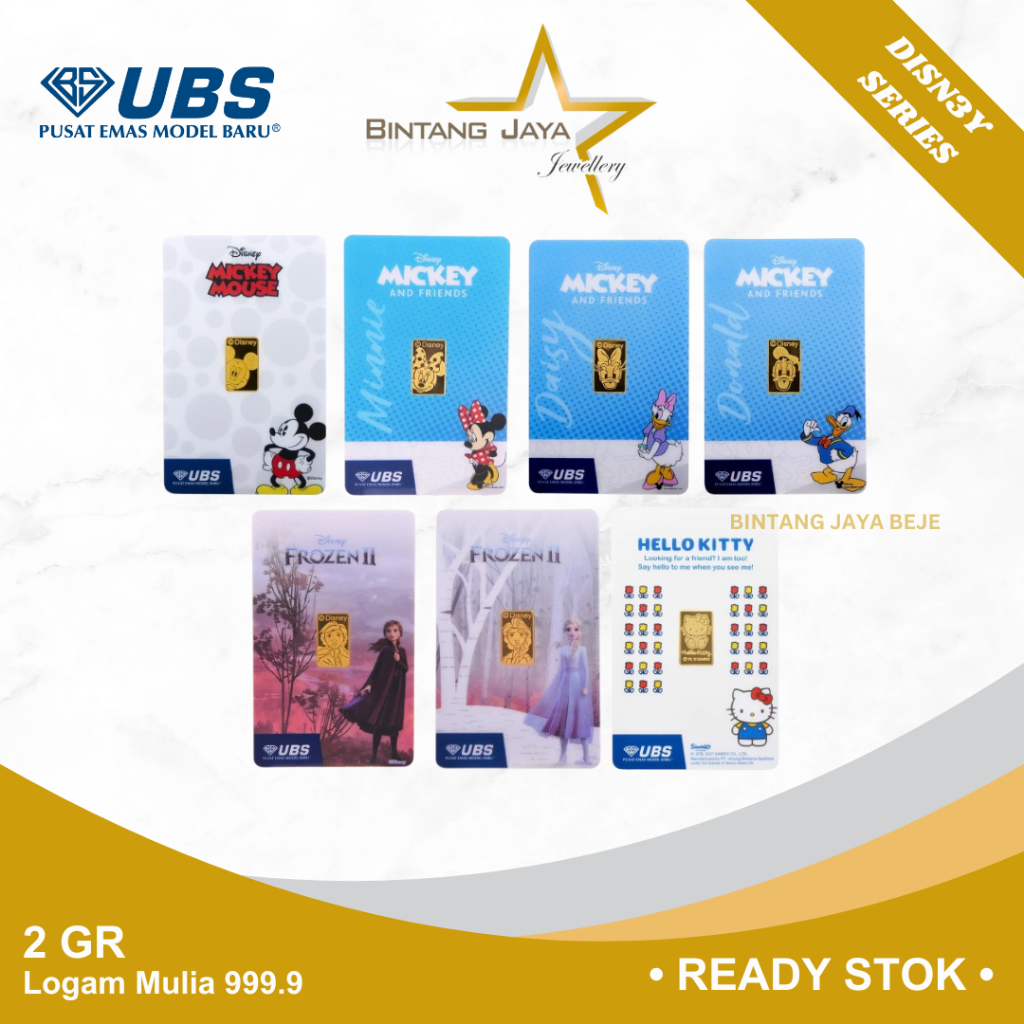 Logam Mulia UBS Disney/Sanrio/Frozen 10 gr gram Mickey Minnie Hello Kitty Princess Elsa Anna Donald 