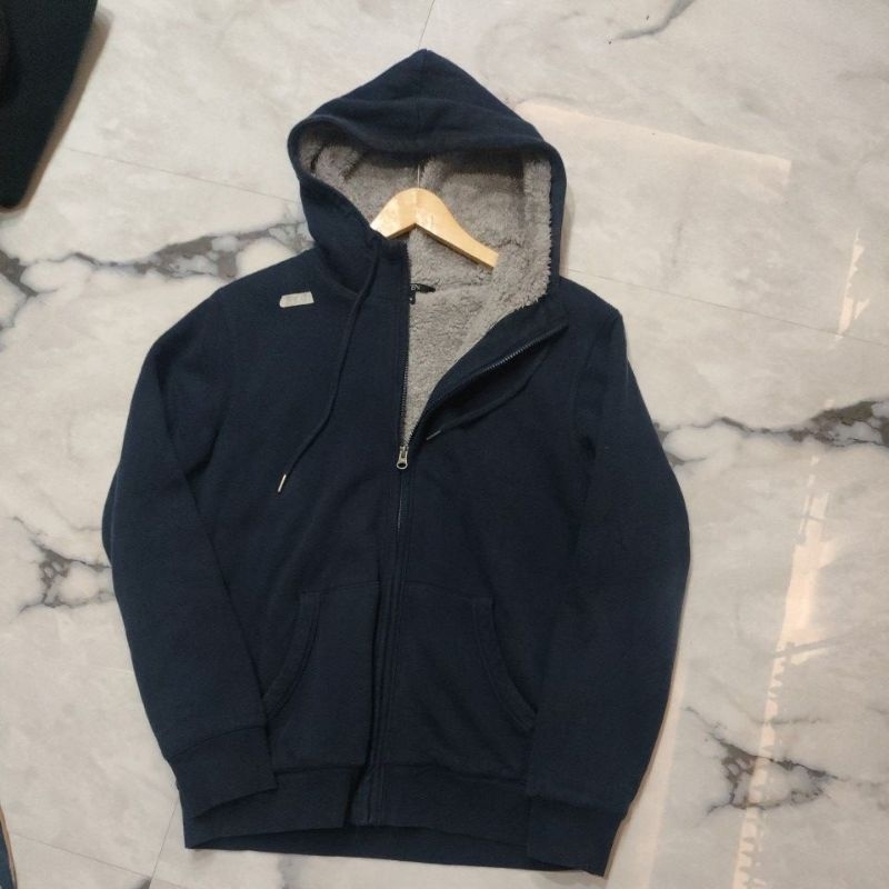 sherpa dalam hoodie zipper