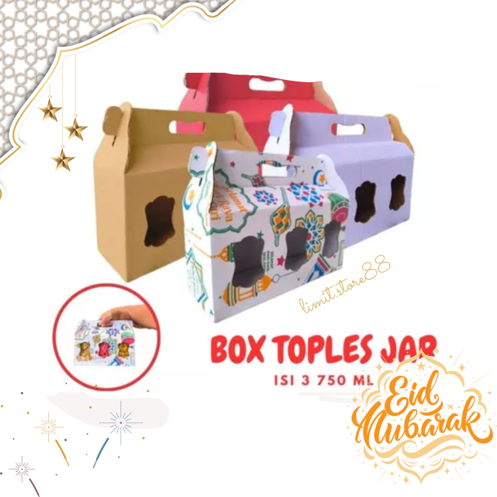 

Box Kuker jar 28x10x14 Toples Jar 750ml isi 3 Jinjing Gable Box Jar Kue Kering Gable Box