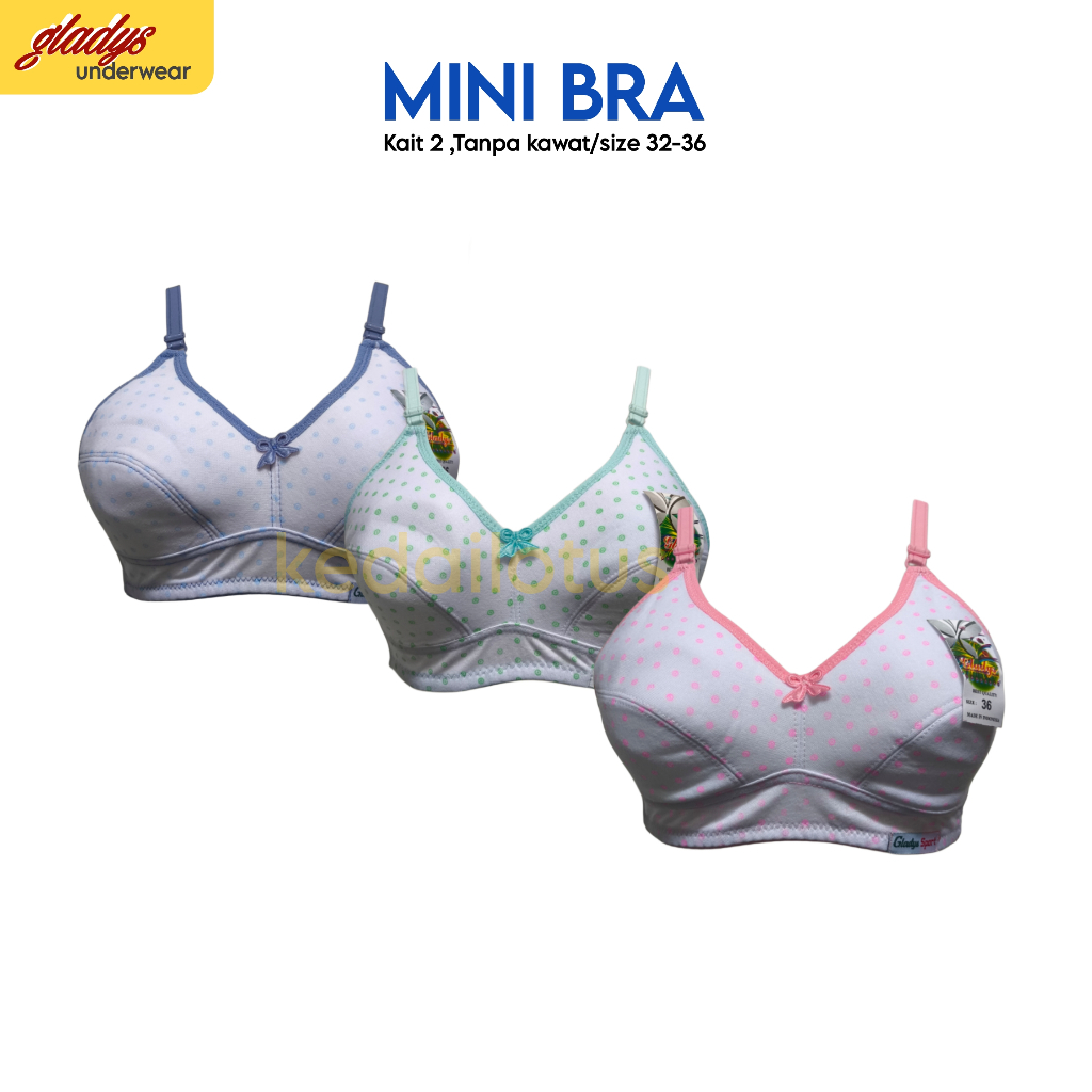 Bra sport Bra Motif / Bh Remaja Printing / BRA Busa Tipis Tanpa Kawat Kait 2 Ukuran 32 34 36