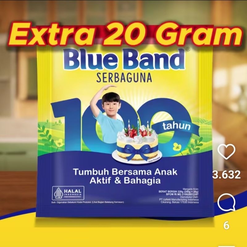 

Blue Band Margarin Serbaguna 200gr/blue band cake and cookies 200gr/ blueband mcm asli sachet 200gr/ margarin/mentega blue band enak 200gr exp lama