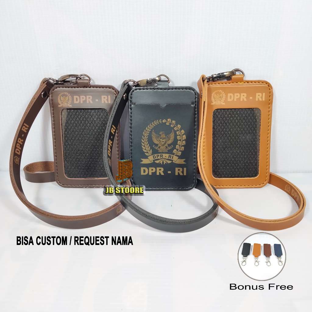 Tempat Id Card DPR RI Kulit Gantung Kalung Custom Nama / Id Card Holder Dpr Ri Kulit Custom Nama / N