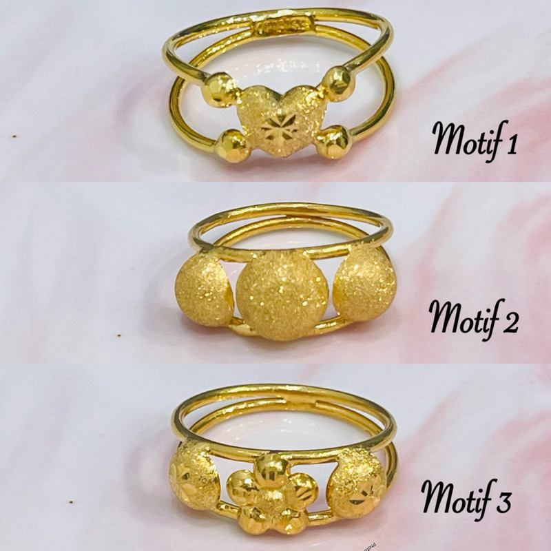 Cincin pipa love bola bunga banyak model cantik uk 10 & 19 emas asli kadar 700