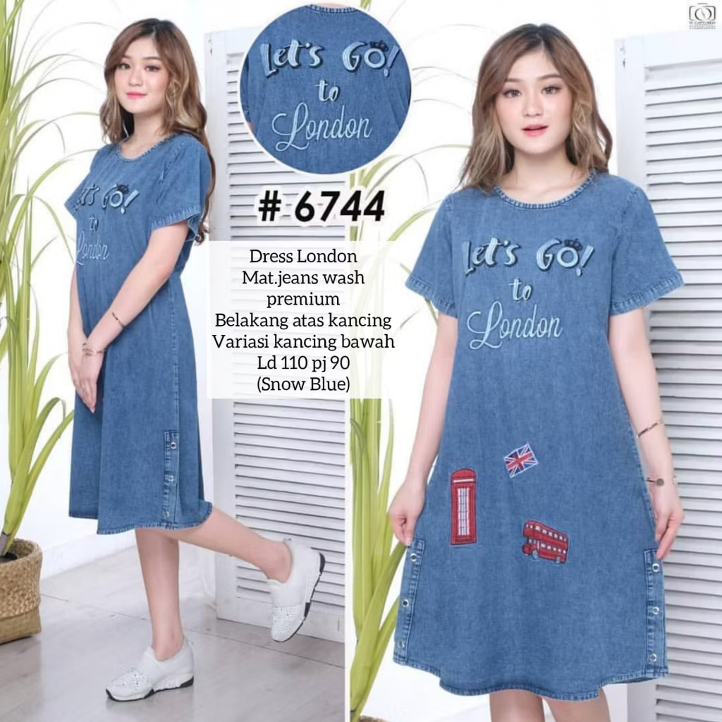 Dress Jeans Bordir Wanita Kekinian