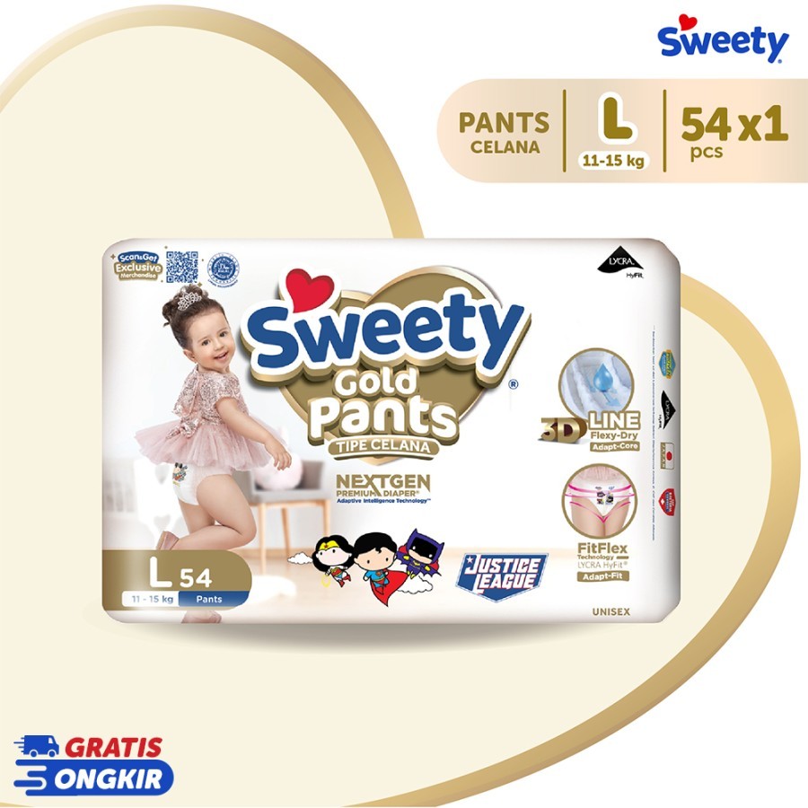 pampers sweety gold pants S66/ M60/ L 54/ XL44/ XXL36 PAMPERS CELANA SWEETY