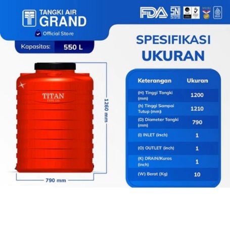 SEDIA TOREN/TANDON AIR TITAN 550 LITER
