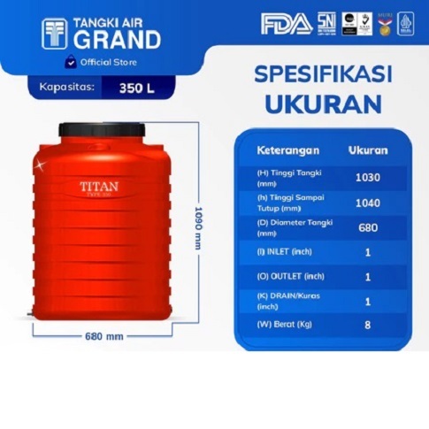 SEDIA TOREN/TANDON AIR TITAN 350 LITER