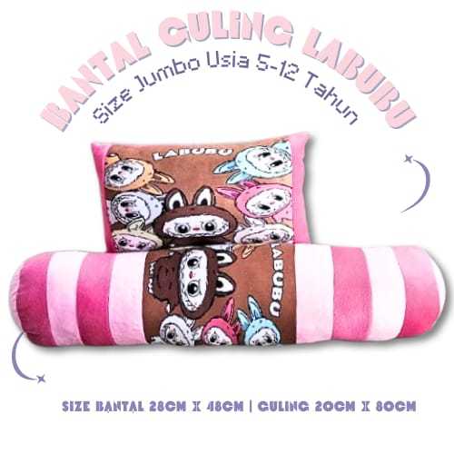 Bantal guling anak LABUBU  JUMBO /untuk usia 5 sampai 12 tahun/bahan halus/dakron