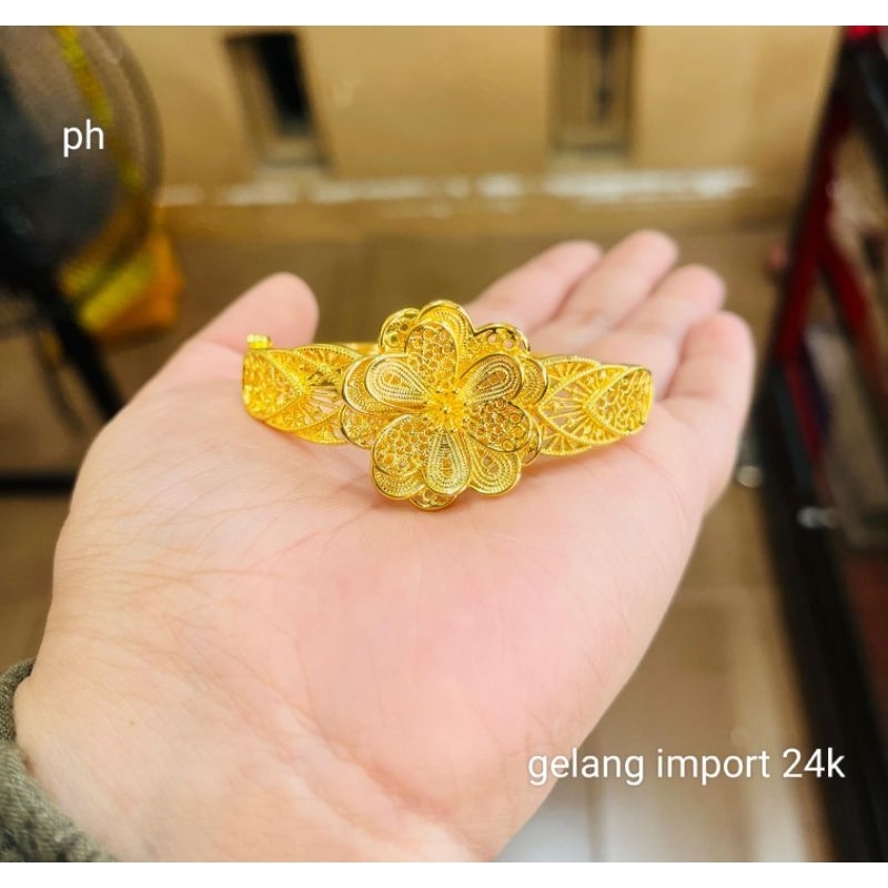 gelang mawar lapis emas 24k