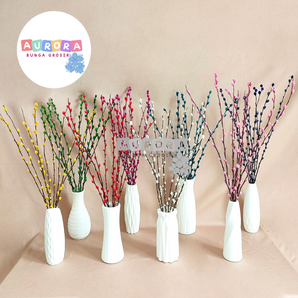 (9pcs) Dried Pussy Willow 2023 Bunga Imlek Dekorasi Chinese New Year Decoration CNY Bunga Kering Bun