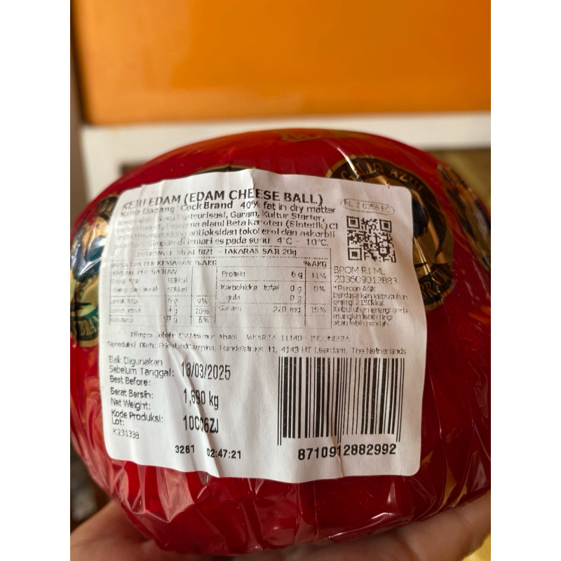 

KEJU EDAM @ 1 bola ( 1.690 gr | KEJU AYAM | HOLLAND