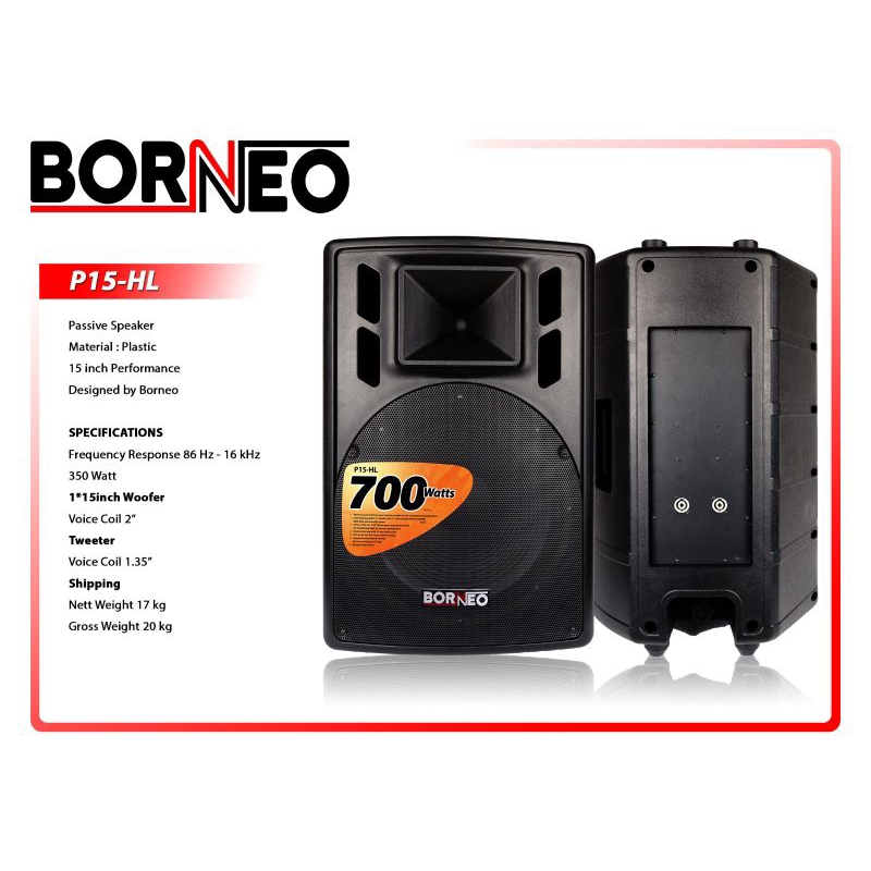 Speaker Pasif 15 inch Borneo P15-HL Original Speaker Pasif Borneo P15-HL 15 inch