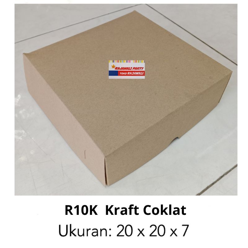 (minim 20 lembar) Dus R10k Kraft Coklat 20x20x7cm/Dus Nasi Ukuran 20 Coklat/Dus Nasi Kraft polos Cok