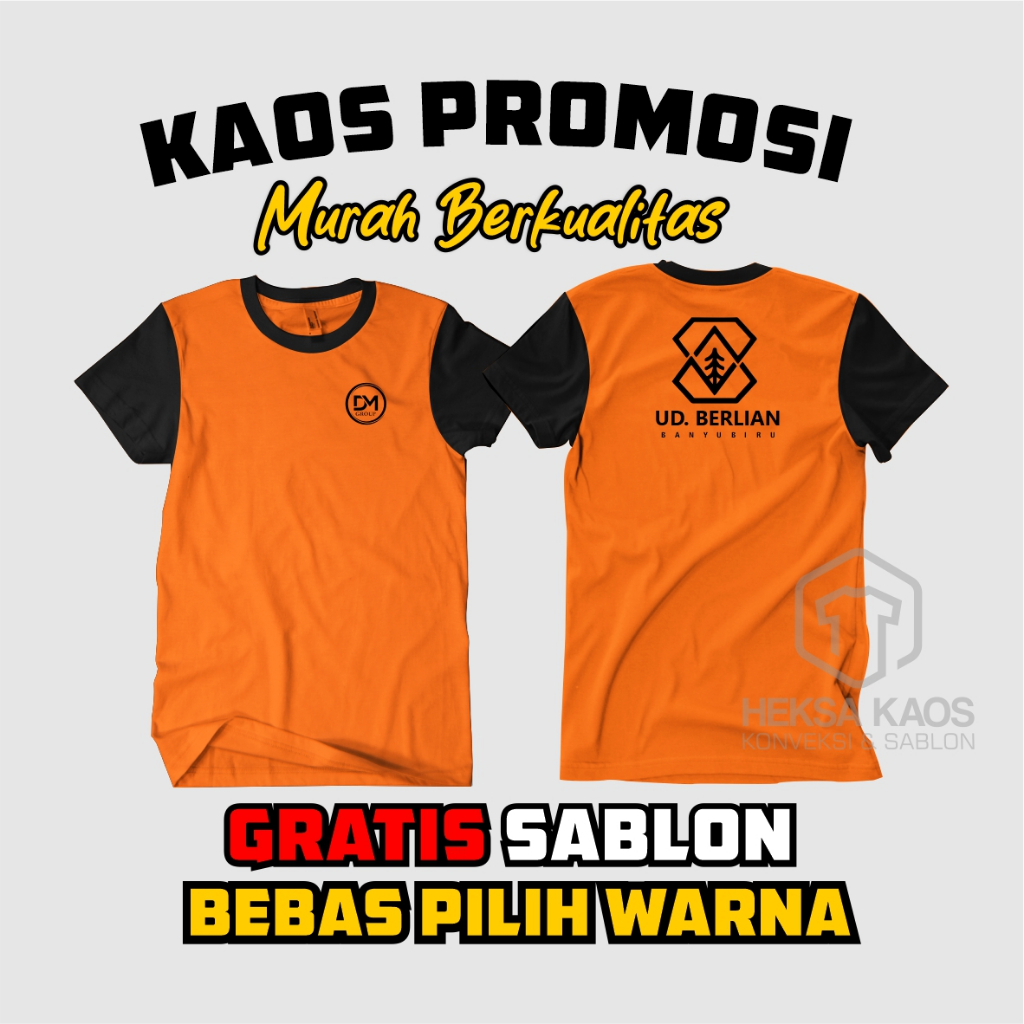 KAOS PROMOSI LENGAN PENDEK KOMBINASI, KAOS TOKO BANGUNAN, KAOS TOKO PERTANIAN, KAOS SABLON MURAH