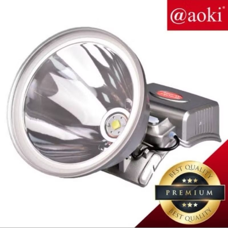 senter kepala jumbo aoki AK-H500 500watt 9600mAh senter kepala jumbo jarak jauh