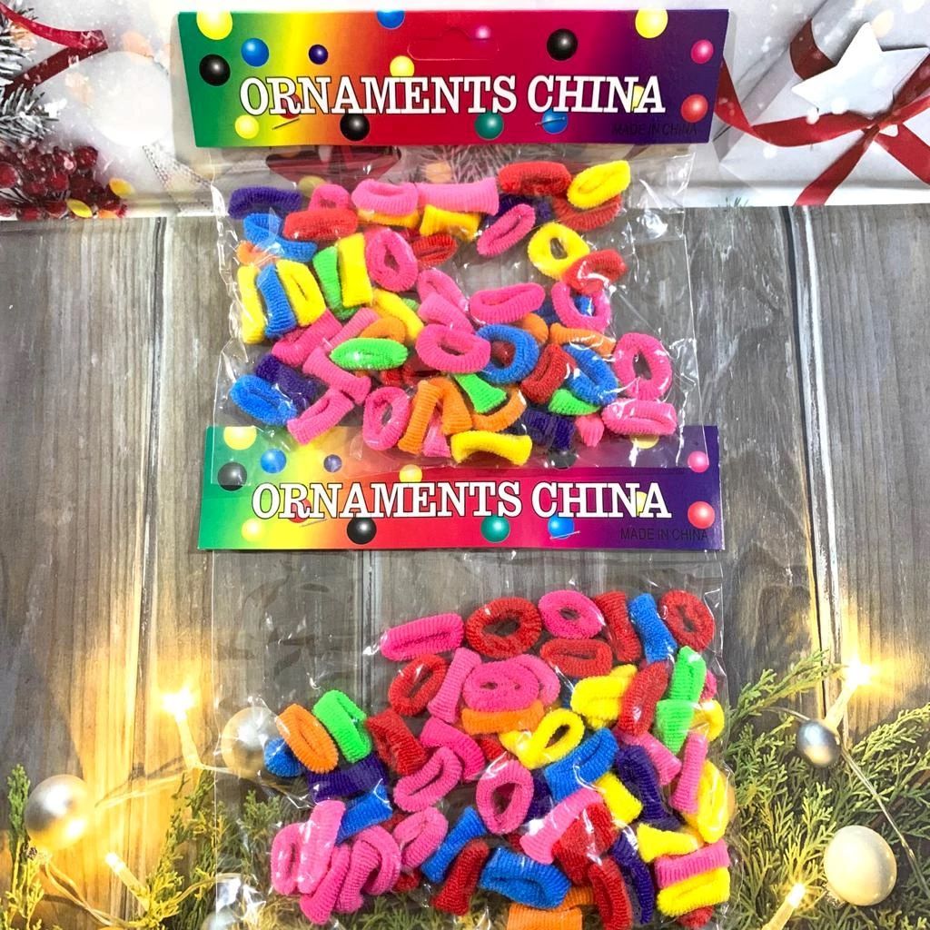 ( Isi 30 Pcs ) Ikat Rambut Donat Mini Ornamen Warna