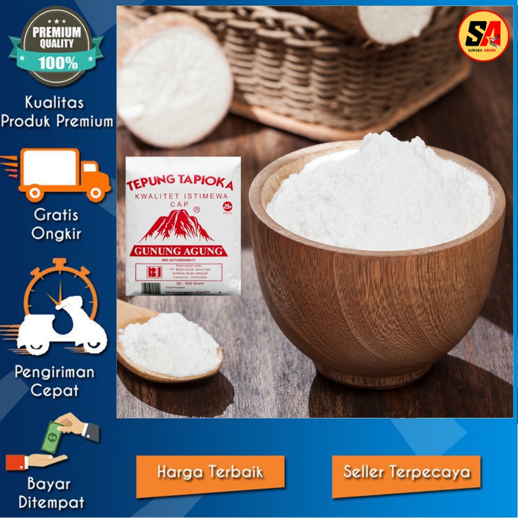 

TEPUNG TAPIOKA SAGU CAP GUNUNG AGUNG KEMASAN 500 GRAM