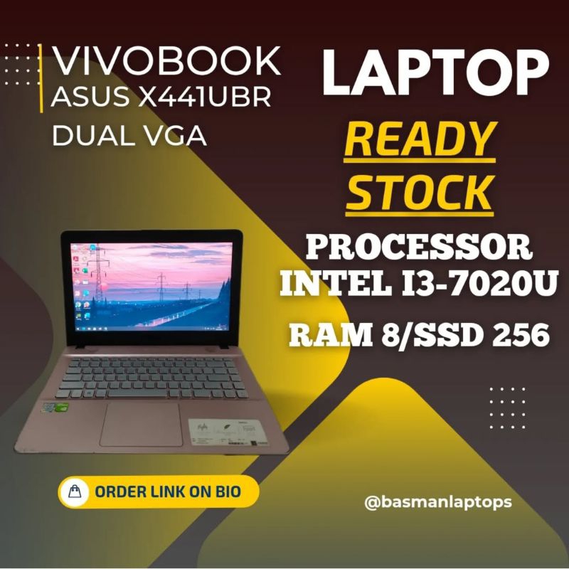 Laptop Asus X441U Core i3 Dual VGA Ram 8 GB SSD 256 - Laptop Sekolah - Laptop Gaming - Laptop Desain