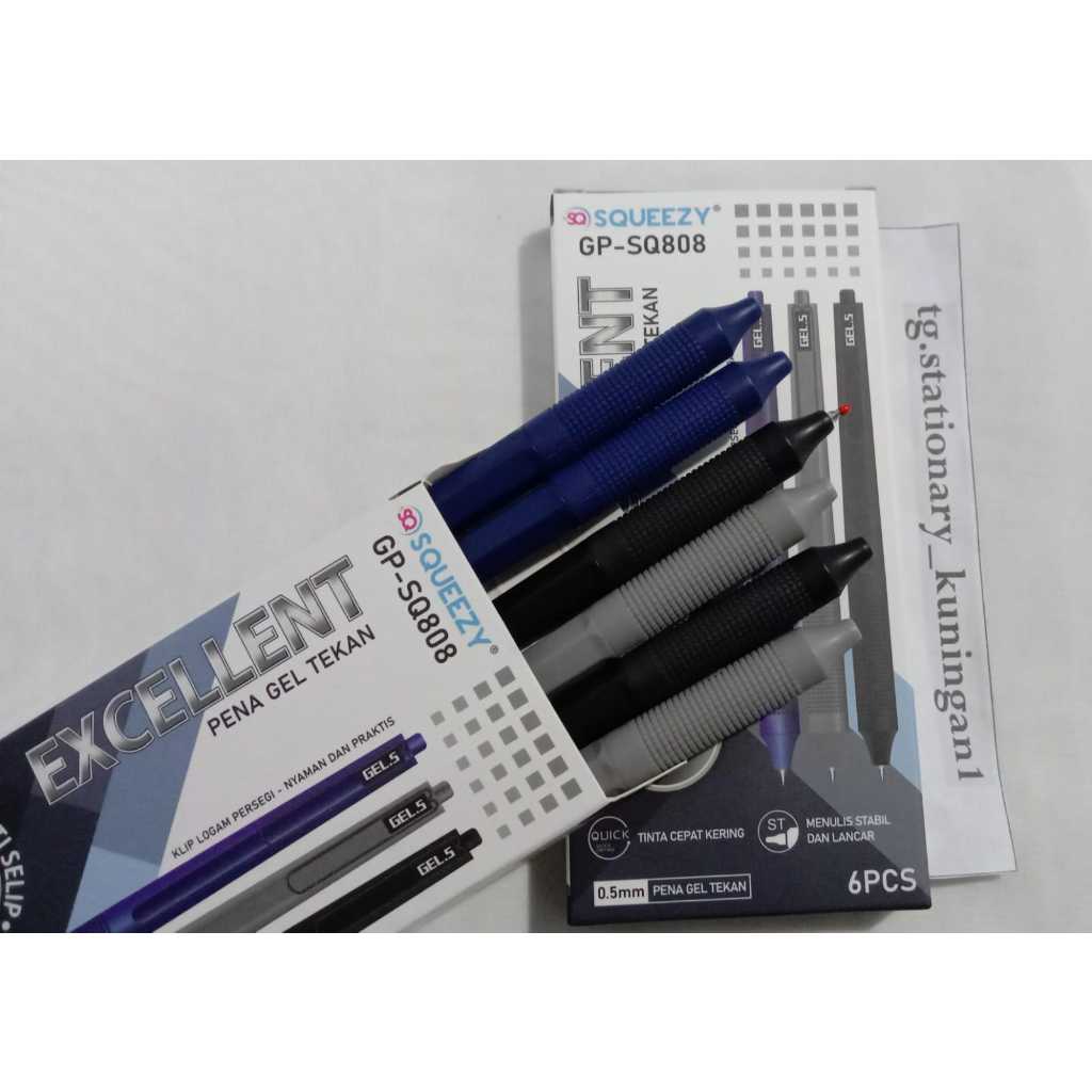 

Pulpen Gel Squeezy Excellent Tinta Hitam 0.5mm SQ808