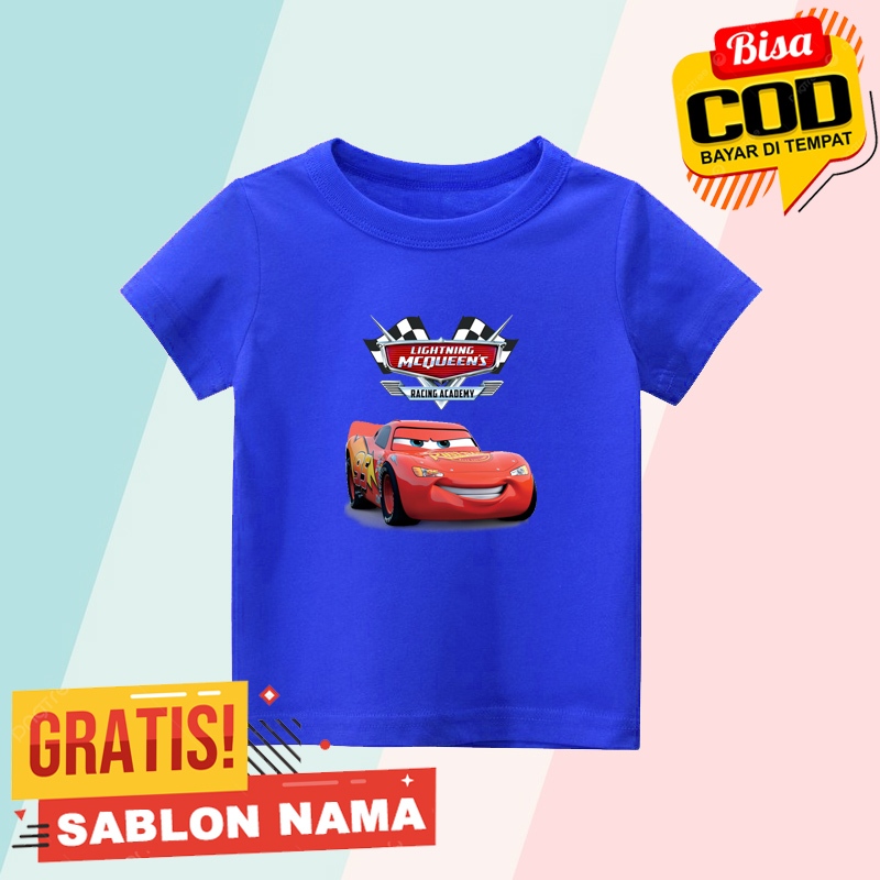 Baju Kaos Anak Motif Lightning McQueen Racing Academy - Baju Kaos Anak Laki Laki - Perempuan