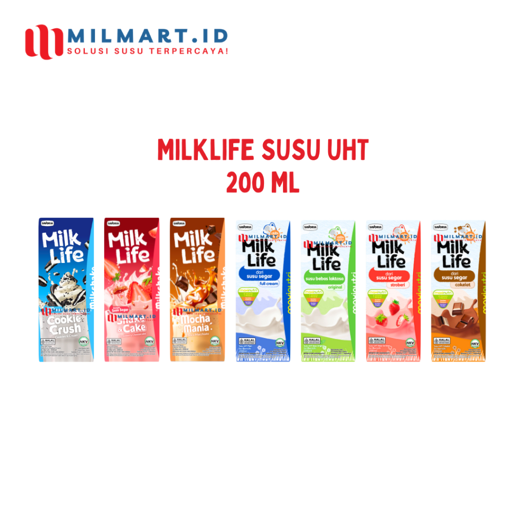 

MILKLIFE TEENS SUSU UHT 200ML MILK LIFE FULL CREAM/COOKIES/STRAWBERRY/MOCHA/ORIGINAL/COKELAT