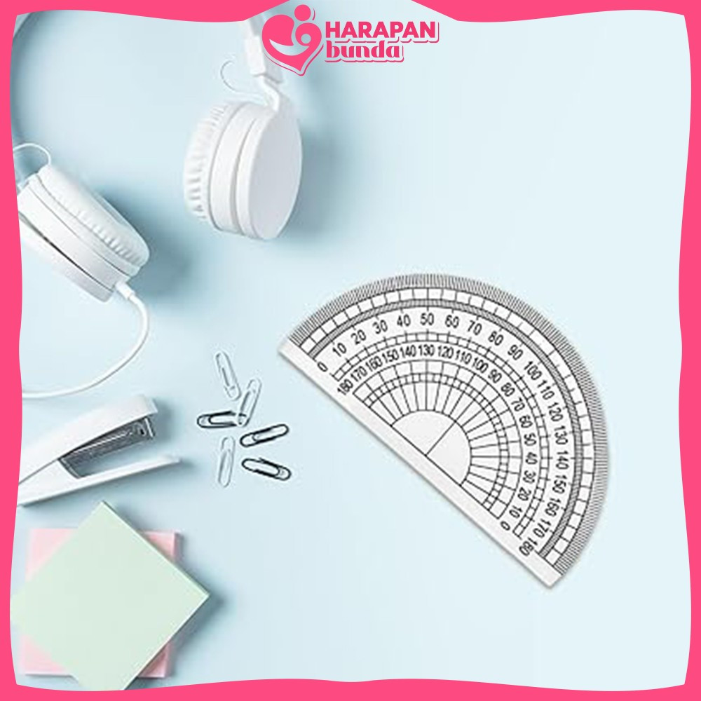 

Penggaris Busur 180 Derajat Plastik Perlengkapan Sekolah / Plastic Protractor Half Circle Ruler Serbaguna Harapan Bunda A108