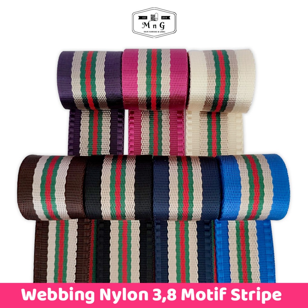 1 Roll Webbing Nylon Motif Stripe 3,8 cm