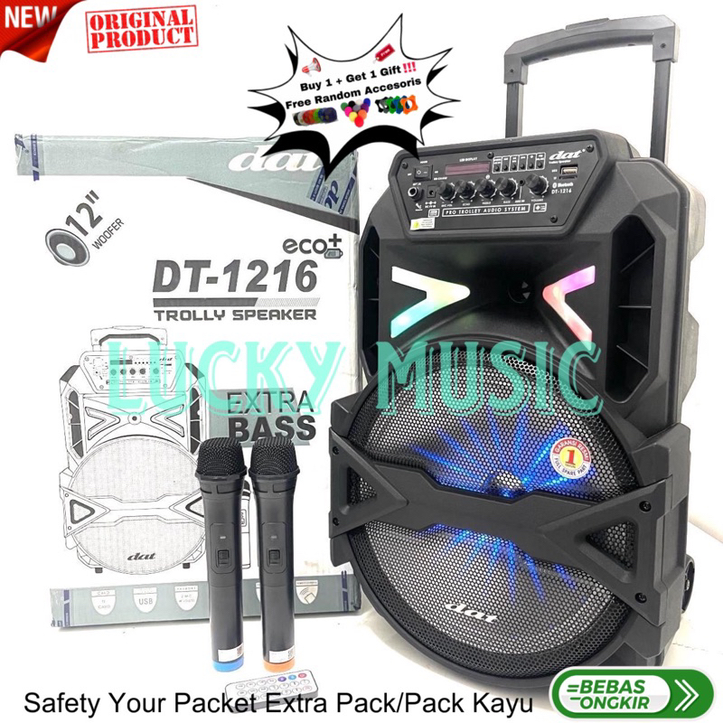 Speaker portable DAT DT 1216 Original Free 2 Mic Wireless speaker portable dat 1216 speaker 1216 spe