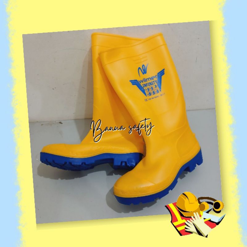 SEPATU BOOT WILMER INFINITY KUNING SEPATU SAFETY PROYEK UJUNG BESI TAPAK BESI ANTI PAKU STEEL TOE WI