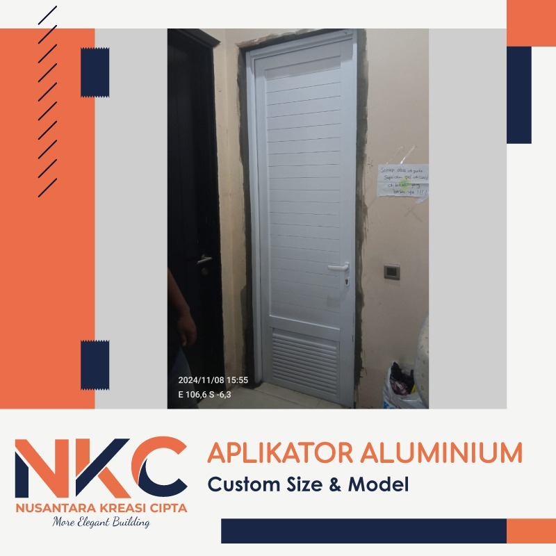PINTU ALUMINIUM FULL SPANREL DOUBLE GESER KAMAR MANDI UK 80x200 MODEL SLIDING ATAU GESER BAHAN PANEL