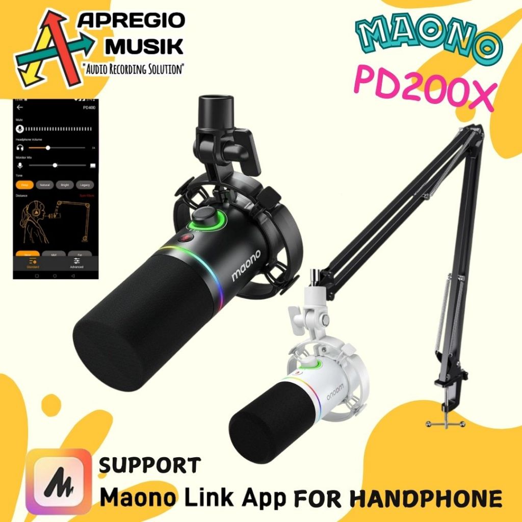 Maono PD200X RGB Microphone Mic Dynamic USB & XLR Podcast broadcast