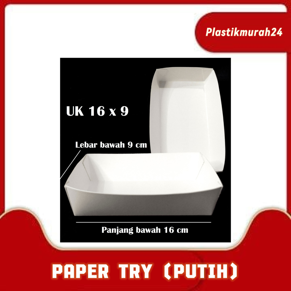 Paper Try Dine In ukuran 9cm x 16cm / Paper Try Putih / tempat kentang goreng / tempat snack / goren