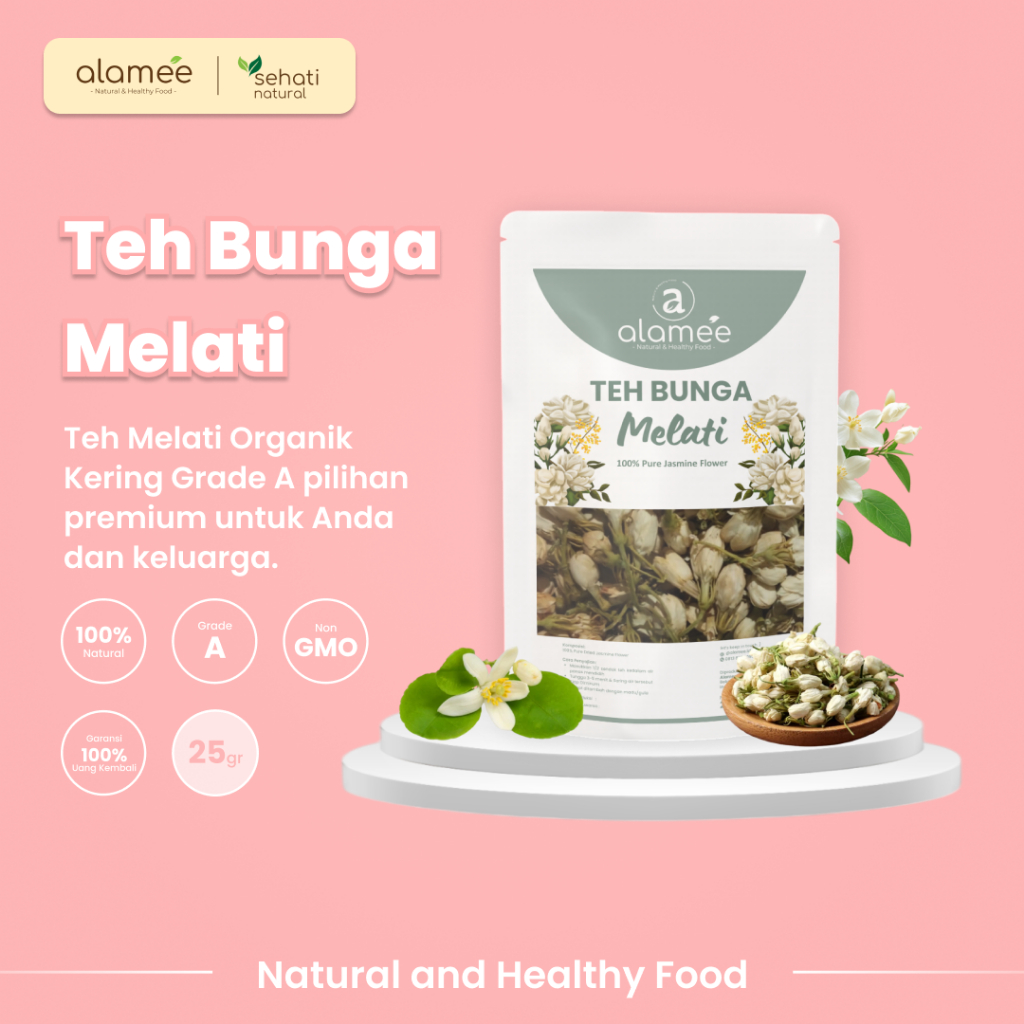 

ALAMEE Teh Bunga Jasmine Tea Flower Melati Organik Jasmin Herbal Kering Dried Siap Seduh Minum 25gr