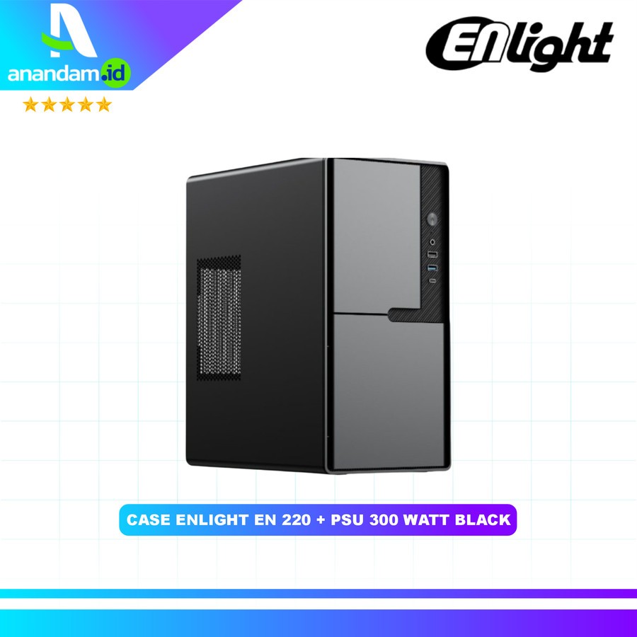 Enlight EN-220 Case Include PSU 300W Black MATX M-ATX Micro-ATX Mini-ITX EN220 Hitam + 300Watt PC Ko