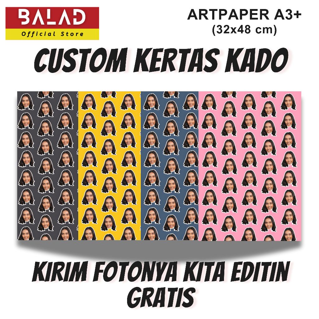 

Kertas Kado Custom Desain Muka Wajah Aesthetic Bisa Tambah Tulisan / GIFT WRAPPING PAPPER