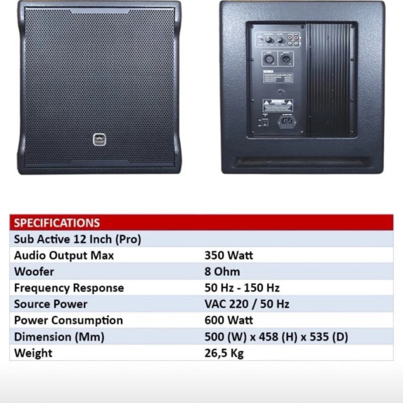Speaker subwofer subwoofer aktif Wisdom 12" SW12A