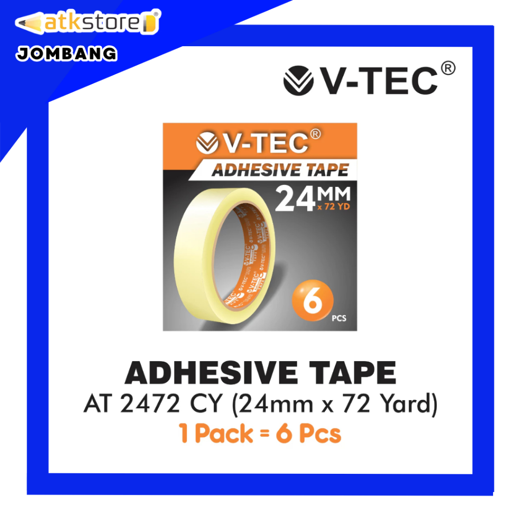 

VTEC Adhesive Tape Lakban Solasi Selotip 12mm 24mm x 72 Yard Isolasi Bening Kecil Murah - ATJ