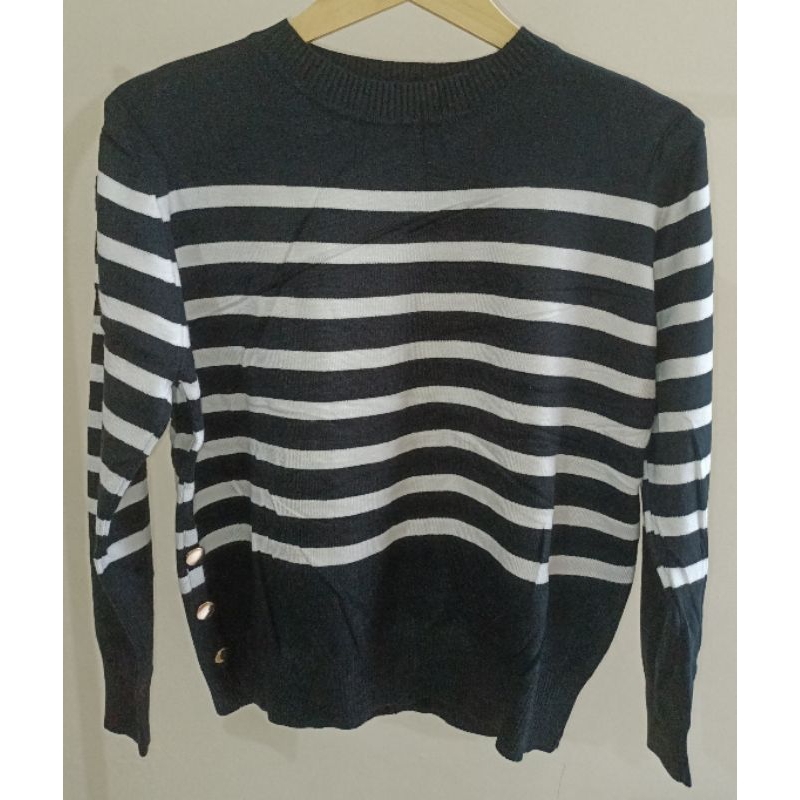 Atasan / Sweater Rajut Salur Pinkdose