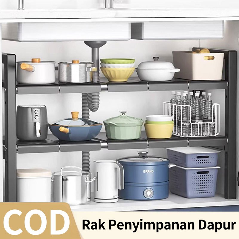 SUS 304 Rak Dapur Rak Bawah Wastafel Rak Panci Rak Kolong Dapur Rak Lemari Dapur Rak Susun Serbaguna