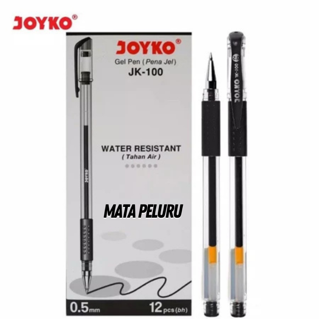 

Pulpen Joyko JK-100 Gel Pen / Pen Gel Joyko / Bolpoin Gel Hitam (12 Pcs) / Toko Gemilang