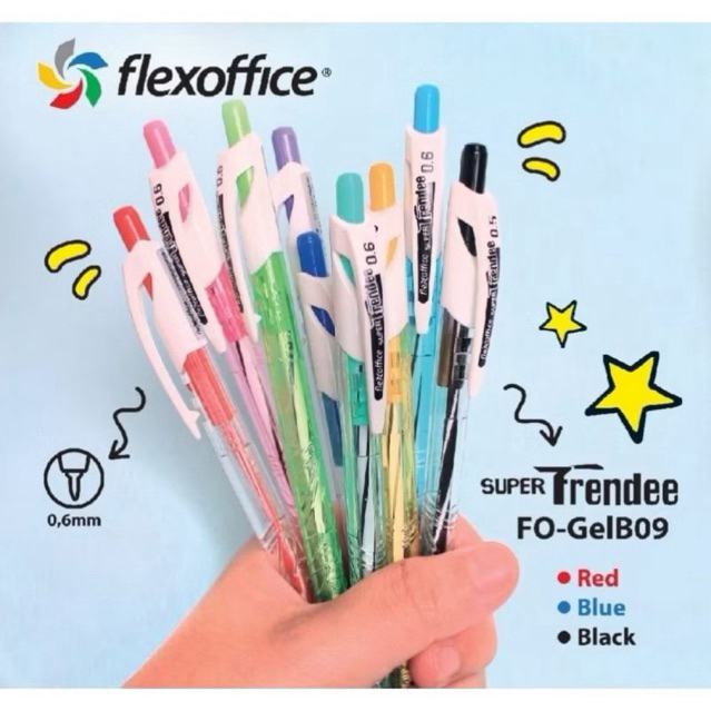 

PULPEN FLEXOFFICE TRENDEE TABUNG HITAM/0,6 MM/12 PCS