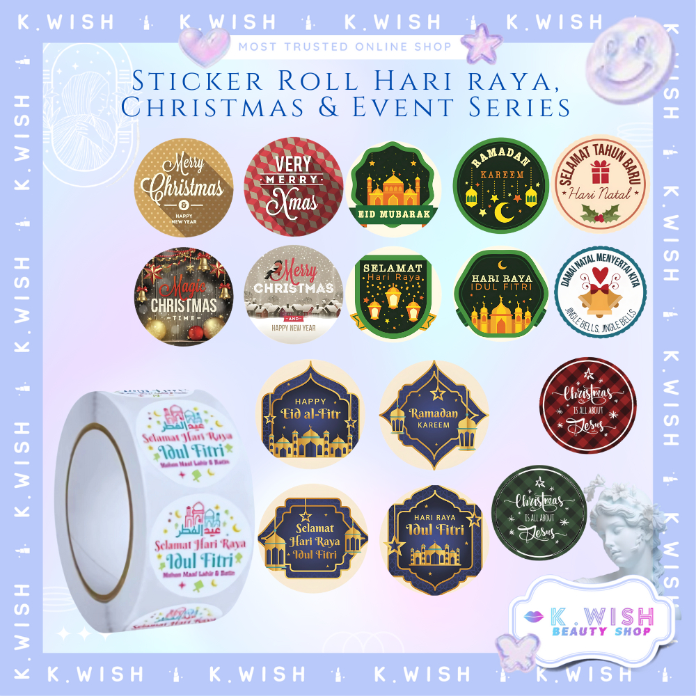 

Sticker Roll 500pcs Stiker Lebaran Idul Fitri Ramadhan Merry Christmas SS001 | K.Wish beauty shop