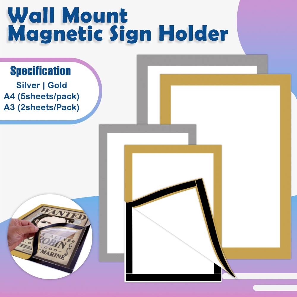 

Tempat Poster / Wall Stiker / Brosur Tempel Dinding / Brosur Display / Sign Holder Frosted Magnetic File Display Multi-function Photo Frame Wall Sticker Display Card A1 A2