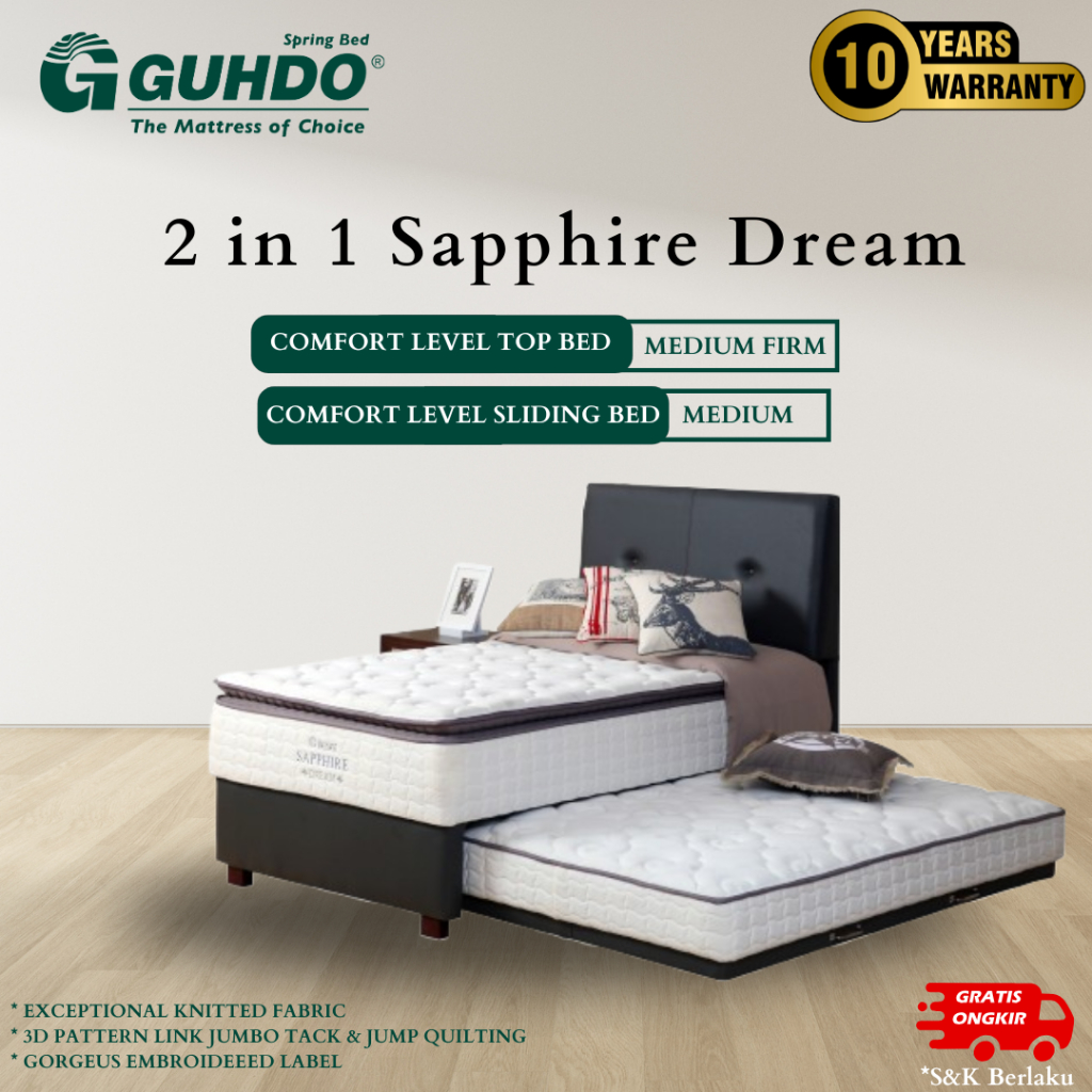 Springbed GUHDO – Kasur 2in1 Sapphire Dream – Tanpa Sandaran