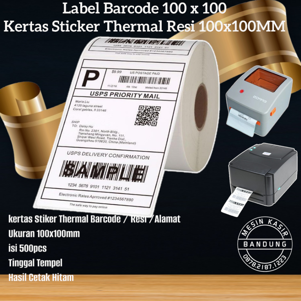 

Label Barcode 100 x 100 / Kertas Sticker Thermal Resi 100x100MM WINSTAR ISI 500 PREMIUM SPEC