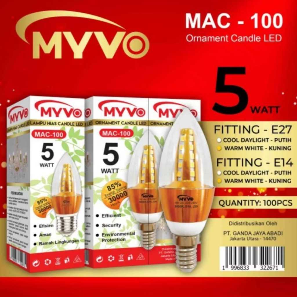 MYVO LAMPU LED CANDLE Jagung 5 WATT Fitting E27 / E14