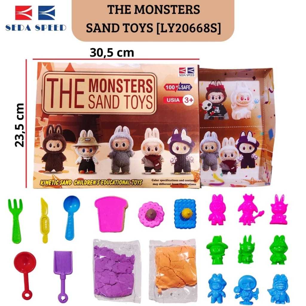 Mainan Pasir Kinetik The Monsters Dengan Cetakan Dan Hiasan - Mainan Pasir Kinetik Seru